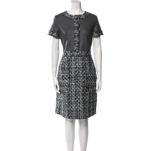 Carolina Herrera Wool Blend Tweed & Knit Dress Size 4 – Classic & Elegant - Picture 2 of 15